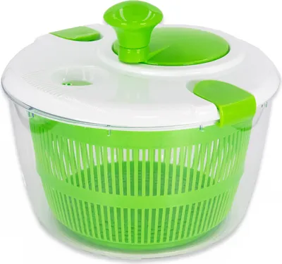 Produktbild von Intirilife Salatschleuder Salattrockner aus Kunststoff in Grün mit 25 x 21.5 cm Größe - Küchenhelfer mit Kurbel zum Waschen von Salat oder Gemüse