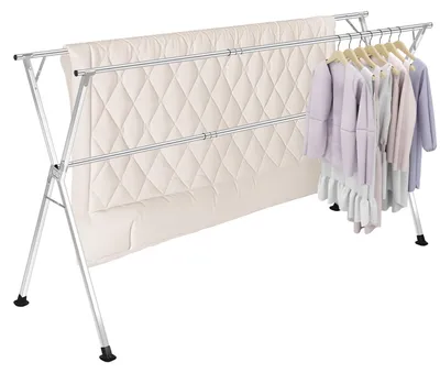 Klappbarer Wäscheständer aus Edelstahl, 124-198 cm, schwarz