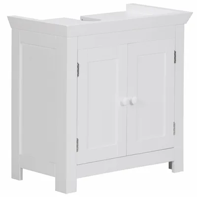 Produktbild von Design Waschbeckenunterschrank WL1.350 Badunterschrank mit 2 Türen Weiß | Kleiner Schrank Badezimmer 57 cm Breit | Badschrank Waschbecken Stehend | Bad Aufbewahrung | Waschtischunterschrank