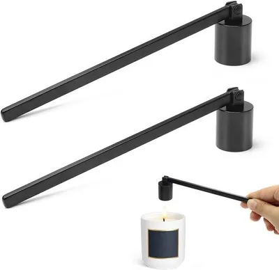 Immagine prodotto di 2 spegnifuochi in acciaio inossidabile, spegnifuochi con manico lungo, spegnifuochi portatile in acciaio inossidabile, spegnifuochi per micce, spegnifuochi per micce, nero