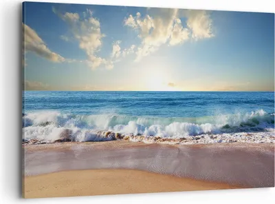 Produktbild von Bild auf Leinwand - Leinwandbild - Meer Ufer Wasser - 120x80cm - Wand Bild - Wanddeko - Wandbilder - Leinwanddruck - Bilder - Kunstdruck - Wanddekoration - Leinwand bilder - Wandkunst - AA120x80-3551