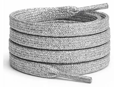 schnuersenkel glitzer flach silber