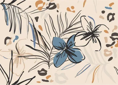 Produktbild von Tapete Florale Motive in Zeichnungen - 375 x 270 cm