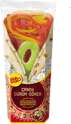 Obrázek produktu pro Look O Look Candy Dürüm kebab sladkokyselá směs ovocných žvýkaček 100g