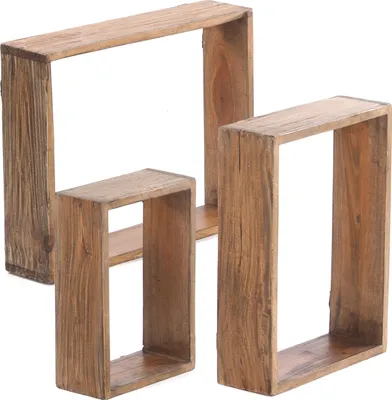 Produktbild von 3ER SET DEKO REGALE "CUBEN" | Mahagoni, 3 Größen | Wandregale | Farbe: 01 natur-vintage