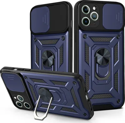 Image de iPhone 11 Pro Housse avec rotation à 360° Anneau magnétique Support de béquille Dia Protection appareil photo TPU Bumper Silicone Housse pour iPhone 11 Pro Bleu