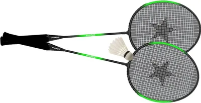Productafbeelding van Jollity Works Badmintonset – 2 rackets + 1 shuttlecock (pluimbal), inclusief draagtas