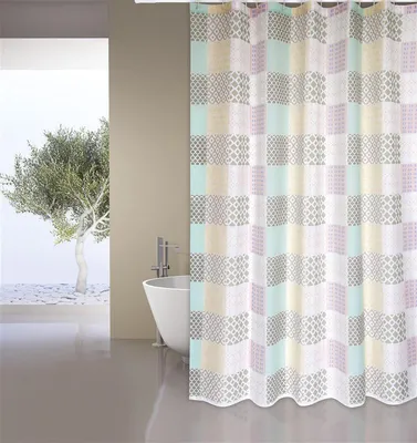 Produktbild von MSV Premium Anti-Schimmel Textil Duschvorhang - Anti-Bakteriell, waschbar, 100% wasserdicht - Polyester, „Ceramique“ Rosa 180x200cm –  Spain