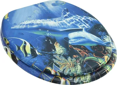 Image de vidaXL Siège de toilette MDF Couvercle Dauphins