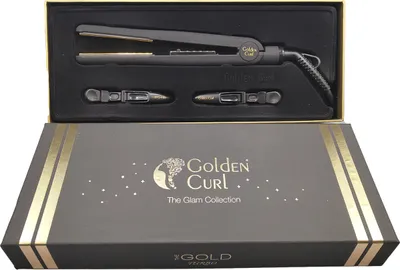 Obrázek produktu pro Golden Curl GC_829_GOLD, Narovnávací kartáč, Teplé, Otočné, Všechny vlasy, 230 °C, Černá, Zlato