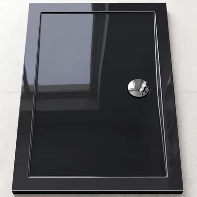 Produktbild von doporro Duschtasse Duschwanne 80x120x4 flach aus Acryl in schwarz Rechteckig DIN-Anschlüsse für bodenebene Montage geeignet Faro2