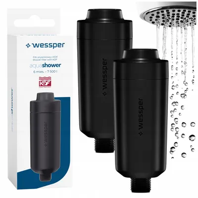 Produktbild von Wessper AquaShower Duschfilter Schwarz 2er Set mit KDF® – Wasserfilter Dusche gegen Chlor Kalk