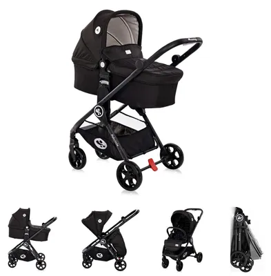 Produktbild von Lorelli Kombikinderwagen 2 in 1 Patrizia, Babywanne, Sportsitz, Sitz umkehrbar schwarz