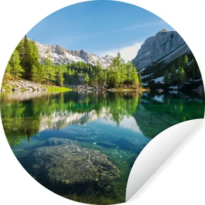 Produktbild von MuchoWow® Runde Wandtattoo - Wandsticker Tapete Aufkleber Wasser - Berge - Felsen Ø 30 cm Selbstklebend und Repositionierbar - Wandaufkleber - Kreis - Wandbild - Fototapete - Selbstklebend - Dekoration - Wandschmuck - Schlafzimmer