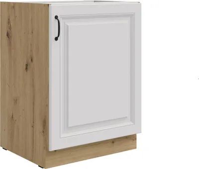 Produktbild von Unterschrank 60 cm Stilo Weiss + Eiche Artisan Küchenzeile Küchenblock Küche