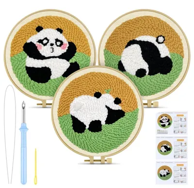 Produktbild von Punch Needle Set für Anfänger mit Panda-Design, DIY-Stick-Set für Erwachsene, Mehrfarbig