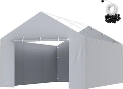 Obrázok produktu pre Bočná stena garážového stanu 610 x 364 cm - Odolná, vodotesná a chránená proti UV žiareniu - Sivá
