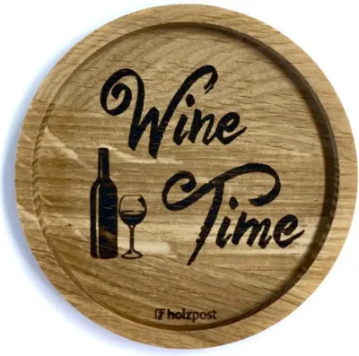 Produktbild von holzpost Untersetzer Wine Time Eiche 11,2cm
