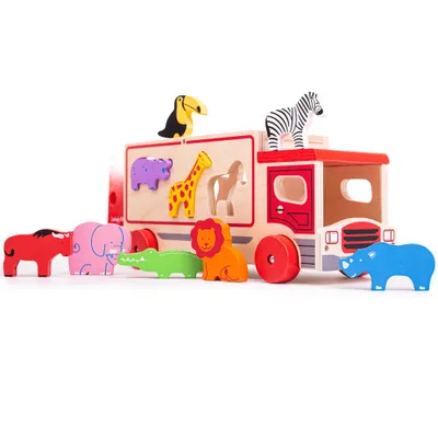 Obrázek produktu pro Bigjigs Toys Dřevěné auto se zvířátky safari