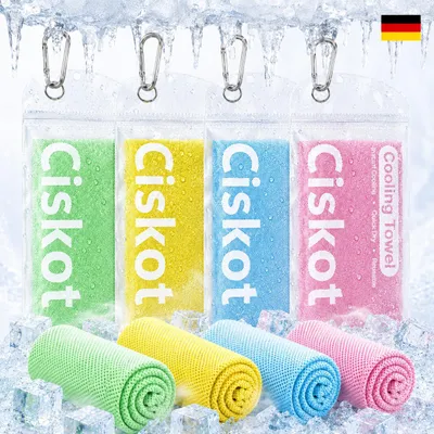 Produktbild von 4x Kühlendes Sporthandtuch, Fitness Abkühlung Handtuch Kühlhandtuch, Cooling Towel, Eishandtücher für Fußball, Wandern, Laufen, Tennis, Reisen