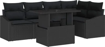 Immagine prodotto di vidaXL Set di divani da giardino con cuscini con contenitore 6 pezzi Nero