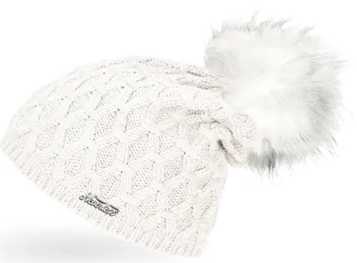 Produktbild von Damen Strickmütze gefüttert Fell-Bommel Strick-Beanie Winter-Mütze Bommelmütze Neverless® unisize