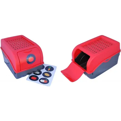 Immagine prodotto di 2 cassette per patate, verdura, frutta, cipolle, cassetta di plastica per patate rosse per circa 4 kg di patate + 6 adesivi con i tipi di verdura