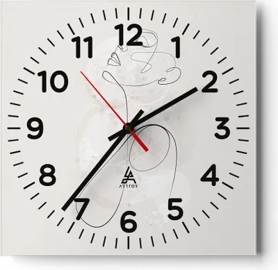 Produktbild von Wanduhr - Quadrat - Glasuhr - Frau eins Linie - 40x40cm - Schleichendes Uhrwerk - Lautlos - zum Aufhängen bereit - Dekoration Modern - Wanddekoration aus Glas - C4AC40x40-4576
