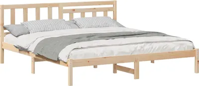 Produktbild von vidaXL Bettrahmen mit Kopfteil Braun 180 x 200 cm Massives Kiefernholz