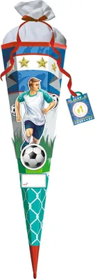 Produktbild von 3D-Schultüte zum Selbstbasteln Stürmer 80 cm 6-eckig Rot(h)-Spitze Filzverschluss