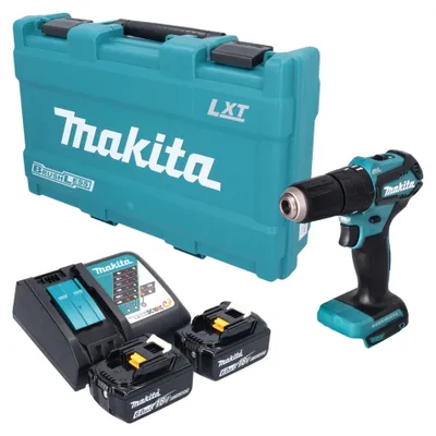 Image de Perceuse-visseuse à percussion sans fil Makita DHP 483 RGK 18 V 40 Nm sans balais + 2 batteries 6,0 Ah + chargeur + mallette
