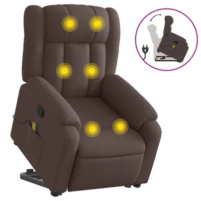 Produktbild von vidaXL Massagesessel mit Aufstehhilfe Dunkelbraun Stoff