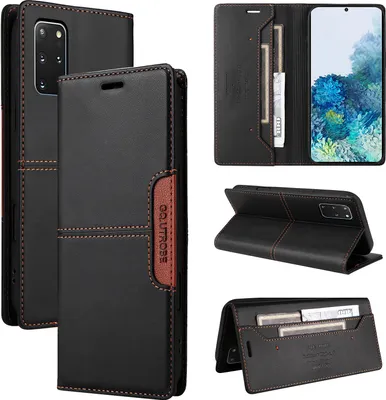 Produktbild von Handyhülle für Samsung Galaxy S20+/S20 Plus 5G Hülle, Leder Flip Wallet Kartenfach Stand Schutzhülle Schwarz