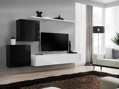 Produktbild von Wohnzimmer Wohnwand Weiß TV Ständer Design Sideboard Einrichtung Wandschrank