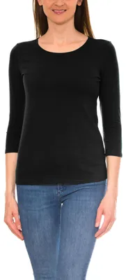 Produktbild von Alkato Damen Shirt 3/4 Arm mit Rundhals, Farbe: Schwarz, Größe: M