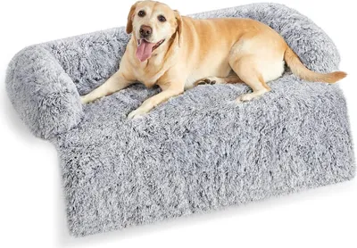 Produktbild von Feandrea FluffyHug Hundebett Plüsch, Hundedecke Sofa, Sofaschutz Hund, Hundekissen, Größe XXL, für große Hunde, 122 x 95 x 18 cm, ombré grau