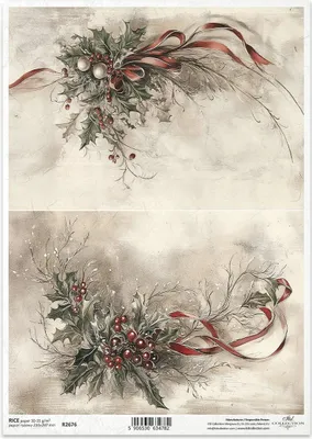 Produktbild von Reispapier für Decoupage A4 - Vintage Weihnachtsdekorationen - R2676 - Itd Collection