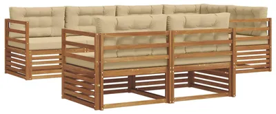 Imagen del producto de vidaXL Juego de sofás de exterior, 7 piezas, color natural y beige