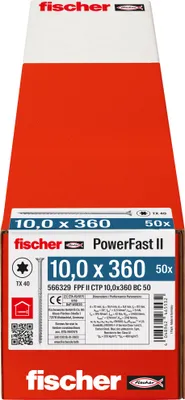 Immagine prodotto di fischer vite per legno PowerFast II 10,0x360 SK TX TG blvz 50 50 pz