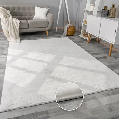 Produktbild von Teppich Wohnzimmer Kunstfell Plüsch Hochflor Shaggy Weich Verschied. Farben Grösse 80x150 cm