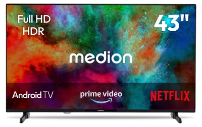 Produktbild von MEDION 108 cm (43 Zoll) Full HD Fernseher (Android TV, Smart TV, HDR, Prime Video, PVR, Bluetooth, MD 843100)