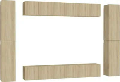 Imagen del producto de vidaXL, juego de 10 piezas para mueble de televisión, estilo Sonoma, madera contrachapada