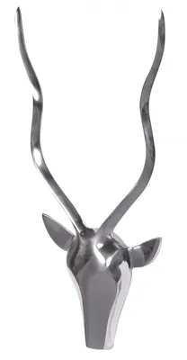 Produktbild von Deko Hirschgeweih S Aluminium Wanddeko Landhausstil Silber Metall modern, Design Hirschkopf Landhaus Geweih Wand groß, Wohndeko Hirsch außen, Wandschmuck