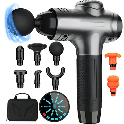 Produktbild von OKWISH Massagepistole Massage Gun Elektrisches Massagegerät, Muskel Massagepistole mit 8 Massageköpfen, Handmassagegerät für Nacken Schulter Tiefen
