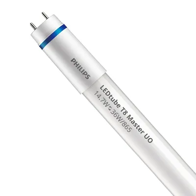 A close-up, angled shot of a Philips LED tube light against a white background.