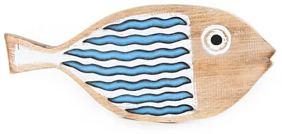 Holz-Fisch zum Aufhängen, maritime Wanddekoration, 49 cm