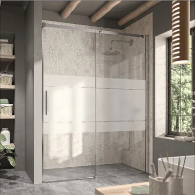 Produktbild von Duschwand mit Schiebetür LUNA mit Sichtschutz - 100 cm ohne Seitenstück Glas 8mm