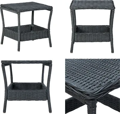 Produktbild von vidaXL Gartentisch Dunkelgrau 45x45x46,5 cm Poly Rattan - Gartentisch - Gartentische - Tisch - Tische