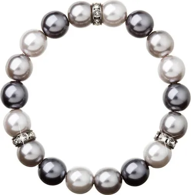 Produktbild von Graues Armband mit synthetischen Perlen und drei Swarovski-Kristallen besetzten Perlen