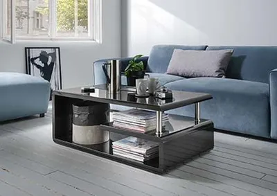 Zdjęcie produktu dla Couchtisch >5052-05< in Schwarz, MDF - 110x42x60cm (BxHxT)